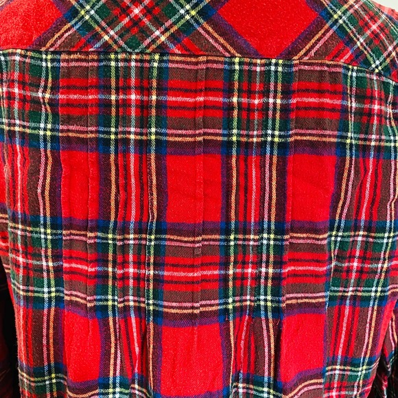 L.L. Bean Scotch Plaid Cotton Flannel Cozy Red Classic Pockets Nightgown Small - Picture 11 of 14